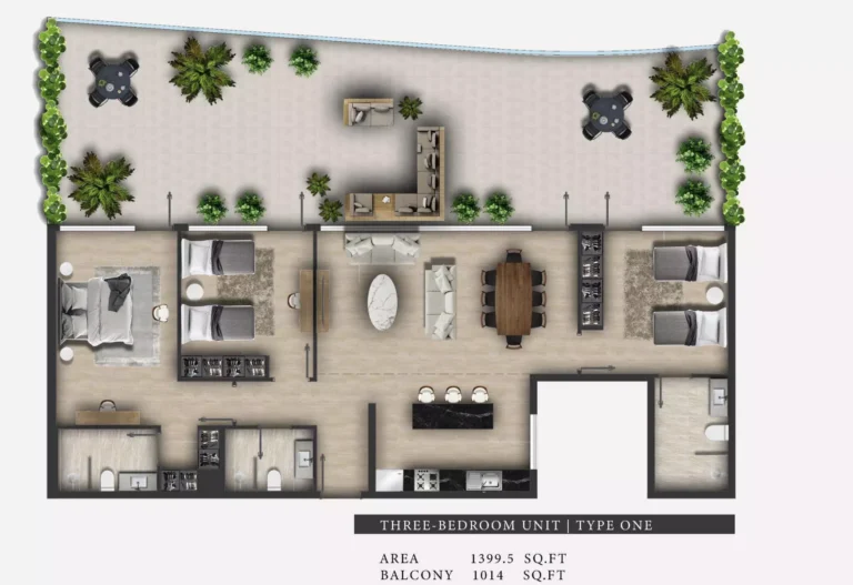 311 Boulevard floor plan 3 BR · 1399 sqft