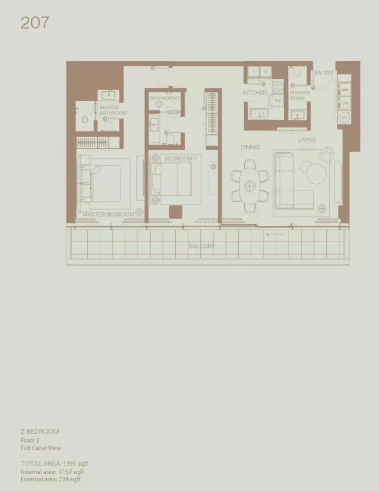 Eden House The Park Building A floor plan 2-спальн. · 1391 sqft
