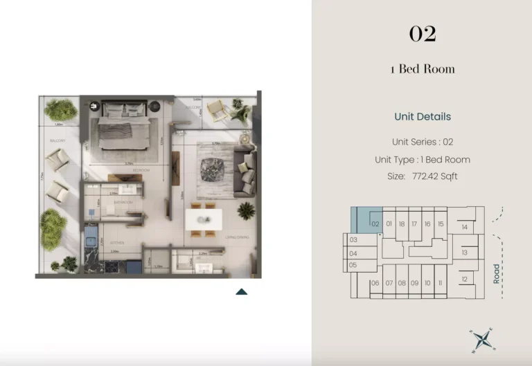 Oasis Lofts floor plan Студия · 772 sqft