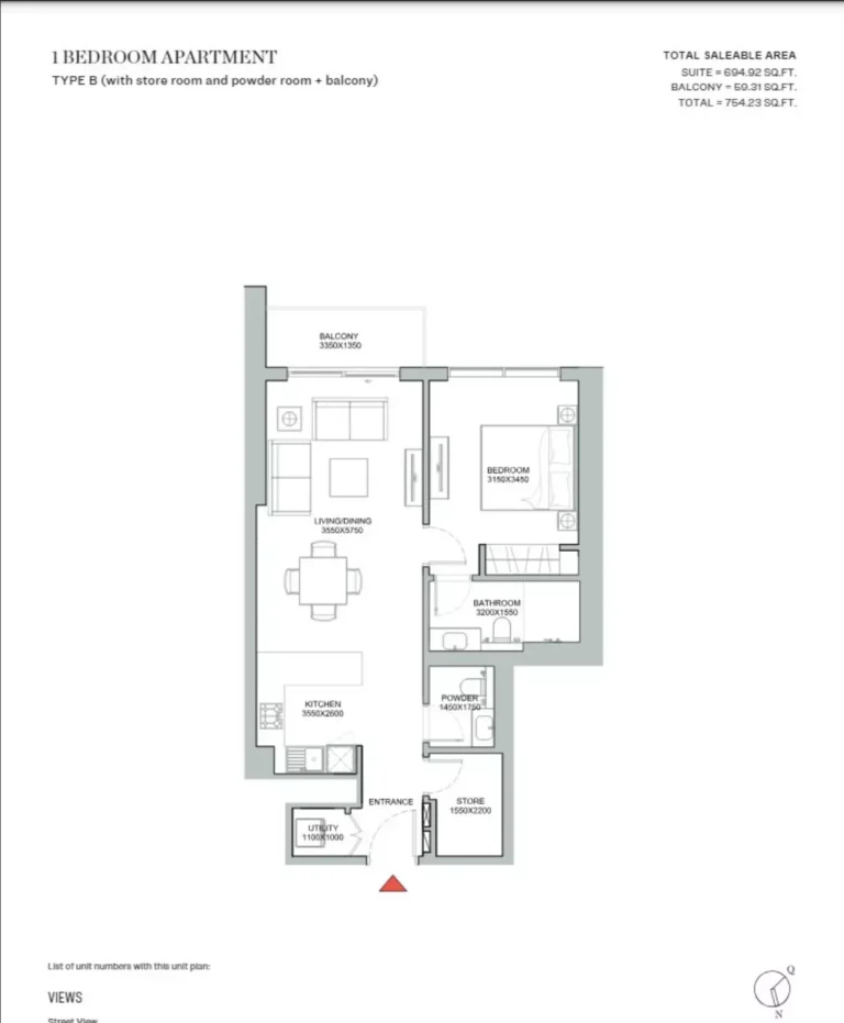 320 Riverside Crescent floor plan 1-спальн. · 754 sqft