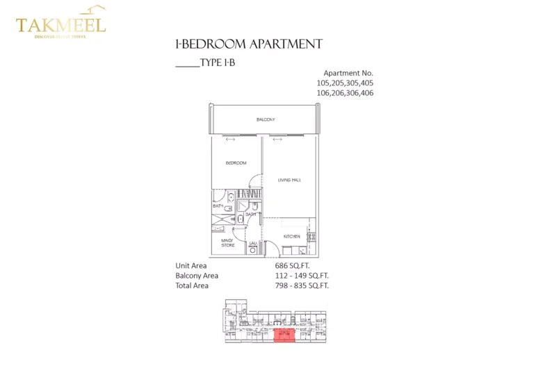 Divine Residencia floor plan 1 BR · 835 sqft