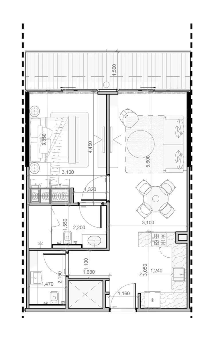 Azizi Ruby floor plan 1-спальн. · 721 sqft