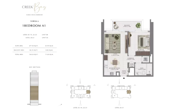 Creek Bay floor plan 1 BR · 764 sqft