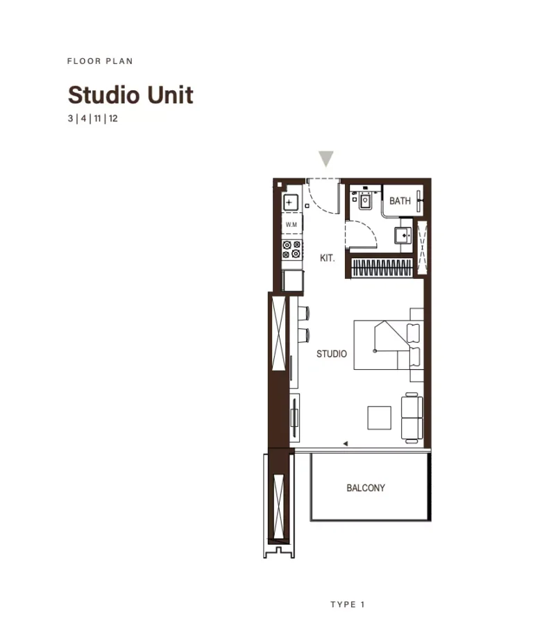 Binghatti Apex floor plan Студия