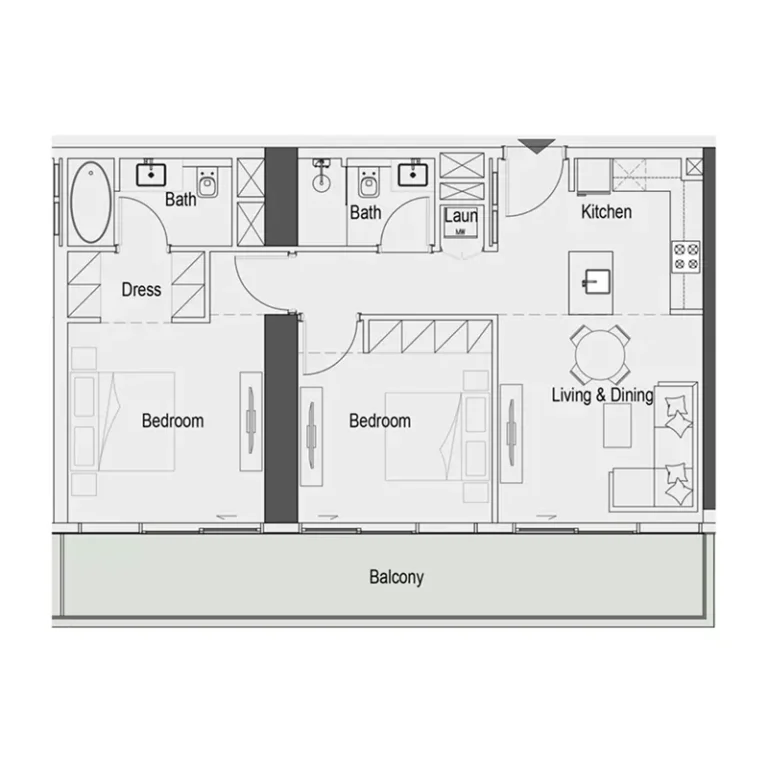 Sierra by Iman floor plan 2 BR · 1060 sqft
