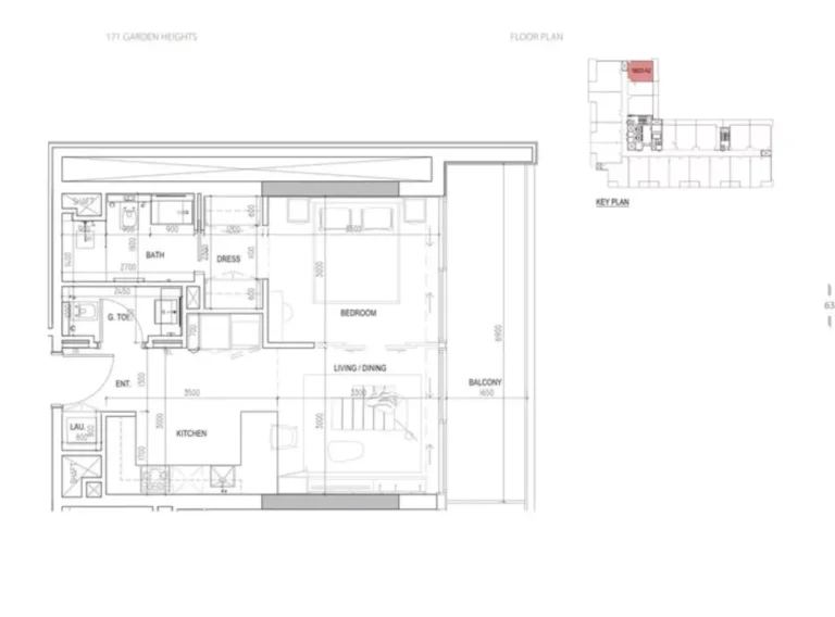 171 Garden Heights floor plan 1 BR
