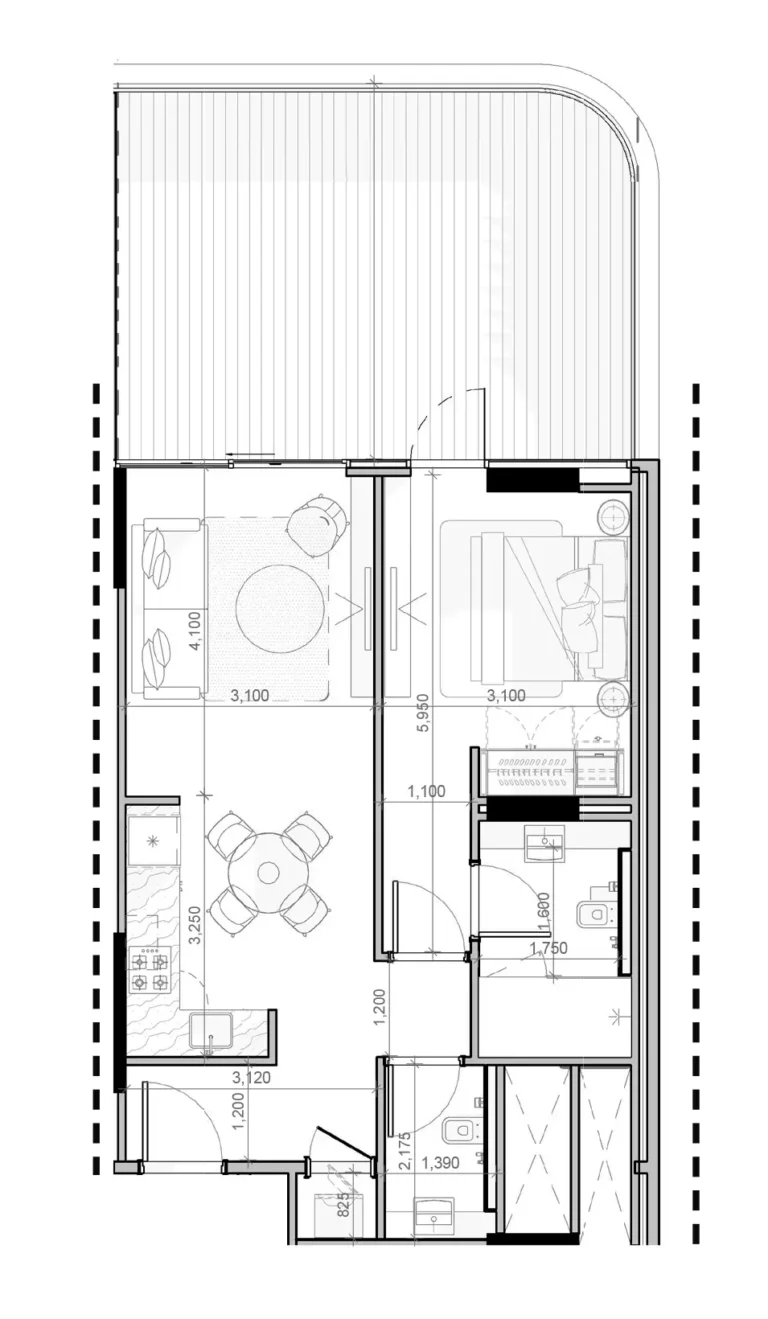 Azizi Ruby floor plan 1-спальн. · 1156 sqft