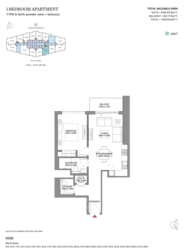 310 Riverside Crescent floor plan 1-спальн. · 708 sqft