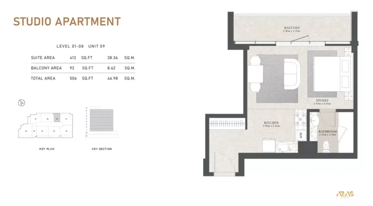 Aras Heights floor plan Studio · 506 sqft