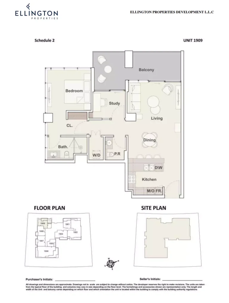 The Crestmark floor plan 1-спальн. · 1021 sqft