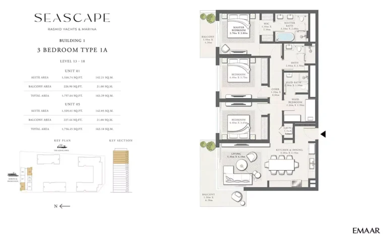 Seascape floor plan 3 BR · 1756 sqft