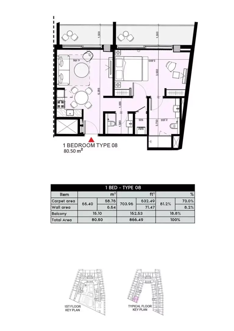 Azizi Arian floor plan Studio · 866 sqft
