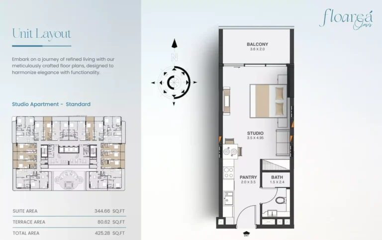 Floarea Oasis floor plan Studio · 425 sqft