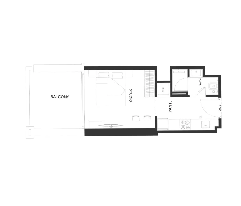 Binghatti Elite floor plan Студия · 377 sqft