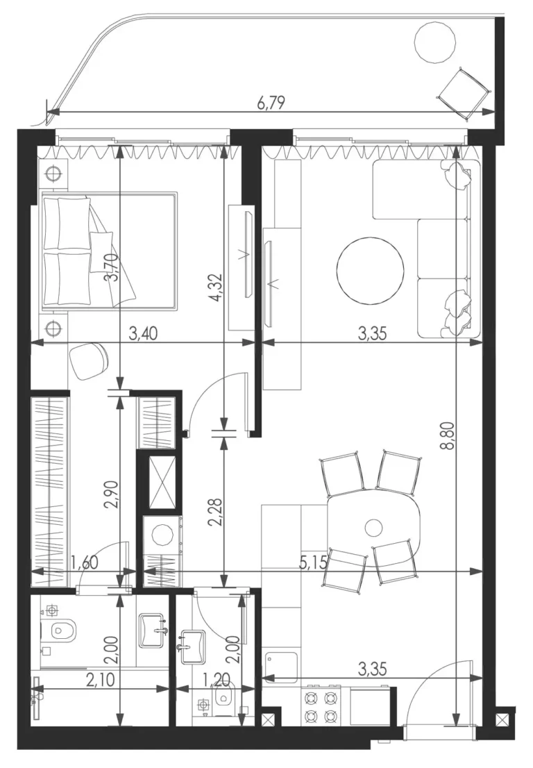 Vitality Residence floor plan 1-спальн. · 810 sqft