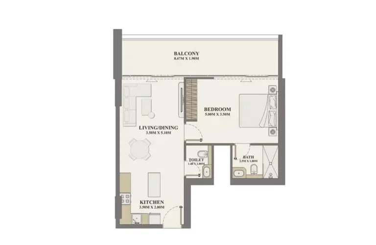 Celeste Heights floor plan 1-спальн. · 740 кв. фут