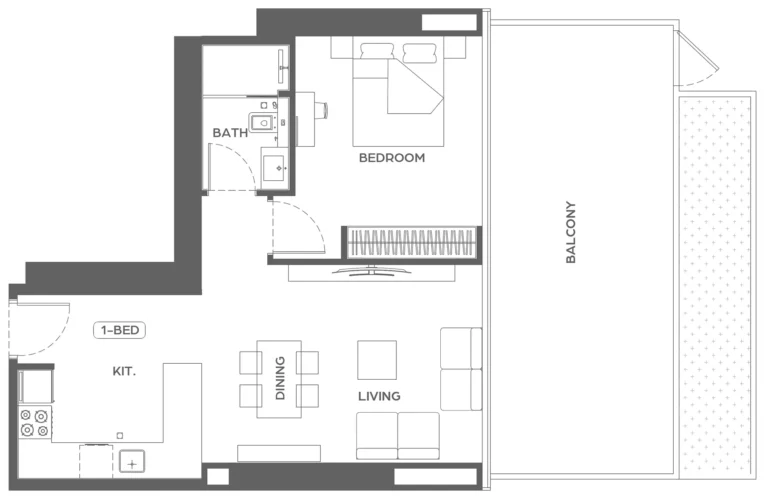 Binghatti Ivory floor plan 1 BR · 909 sqft