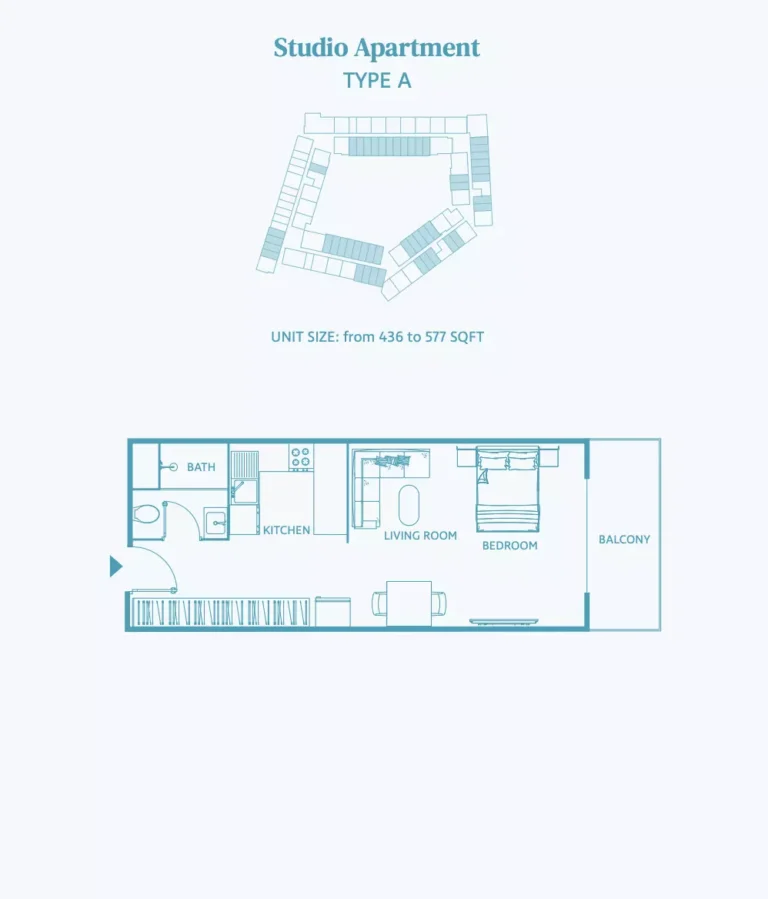 Luma 22 floor plan Студия · 577 sqft