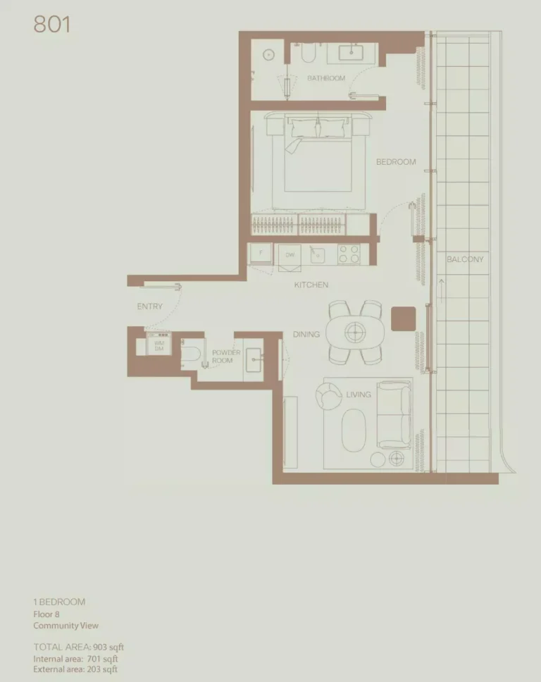 Eden House The Park Building A floor plan 1-спальн. · 903 sqft
