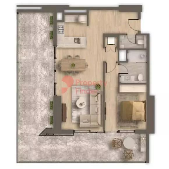 Ahad Residences floor plan 1-спальн. · 878 sqft