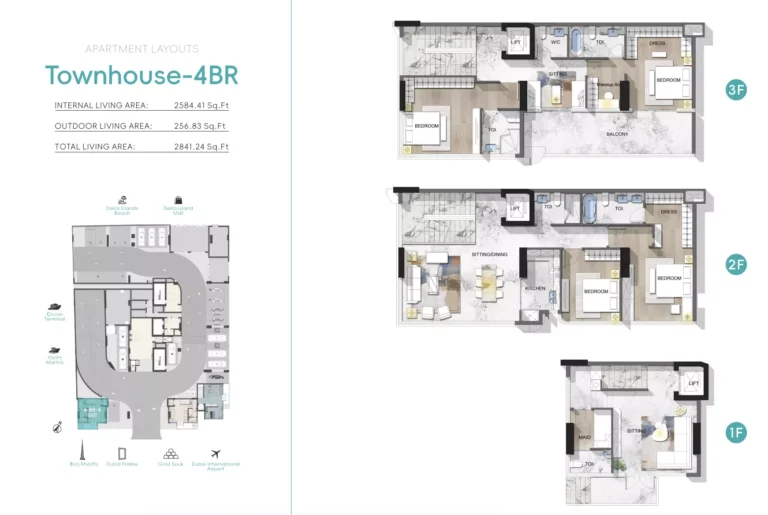 Nautis Residences floor plan 4-спальн. · 2841 sqft