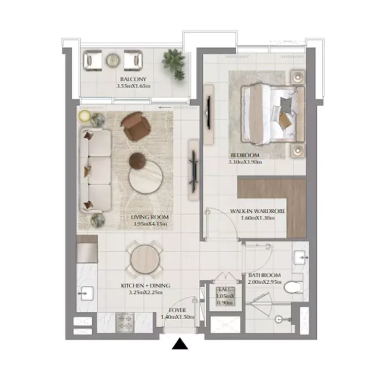 Terra Woods floor plan 1-спальн. · 760 sqft