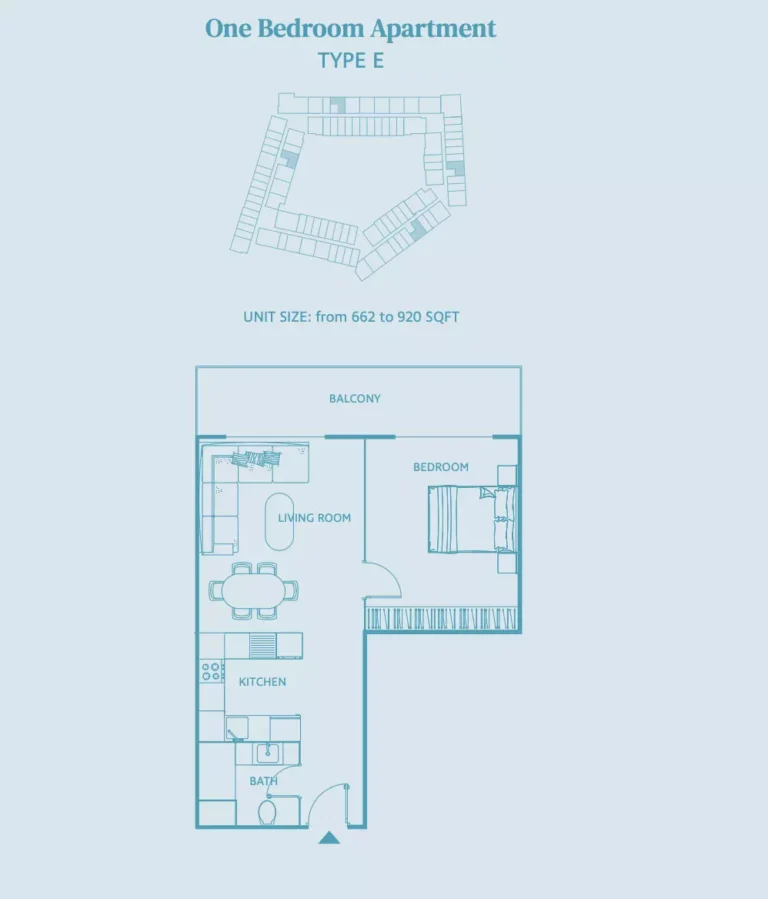 Luma 22 floor plan 1-спальн. · 920 sqft