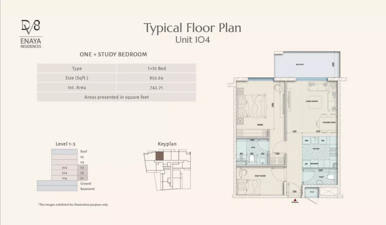 Enaya Residences floor plan 1 BR · 853 sqft