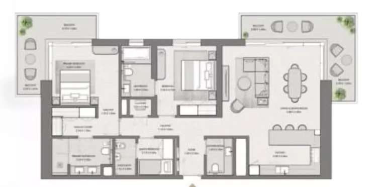 Riwa floor plan 2-спальн. · 1766 sqft
