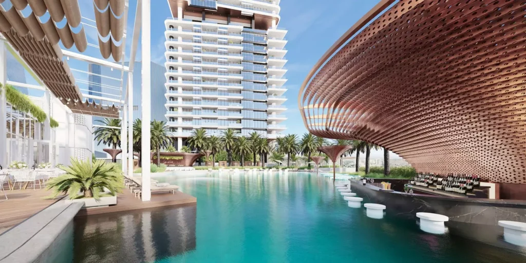 Mercer House South Tower — Бассейн, бар и архитектура комплекса
