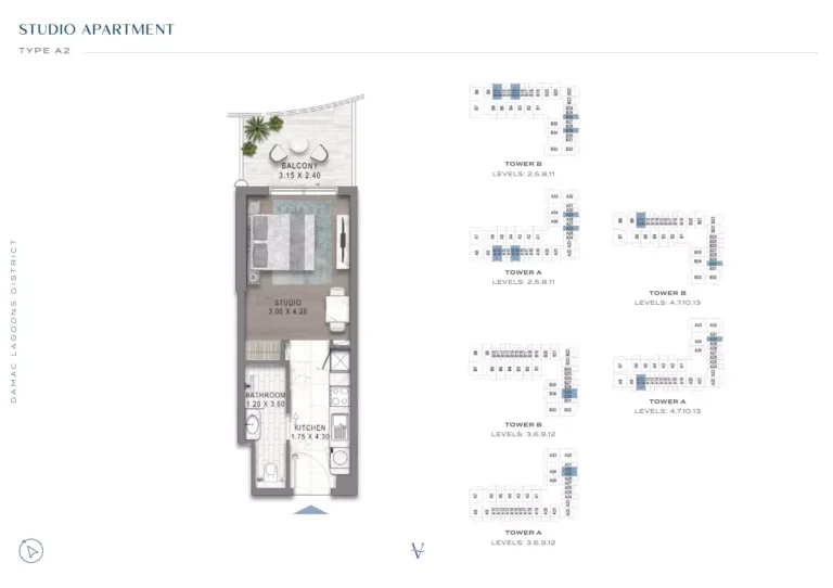 Valencia at Damac Lagoons floor plan Студия · 413 sqft