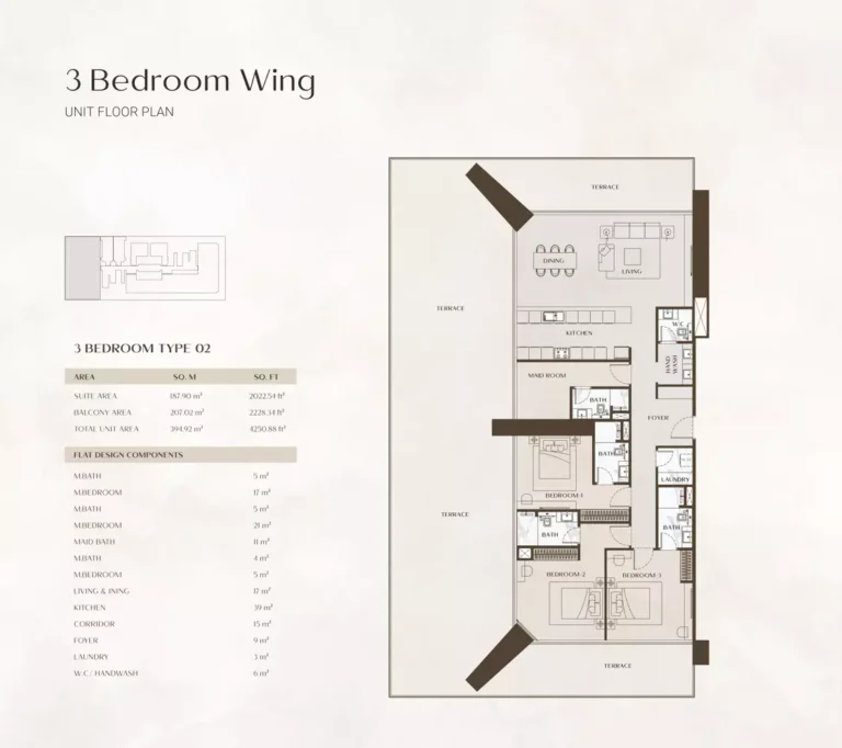 One by Binghatti floor plan 3 BR · 4250 sqft