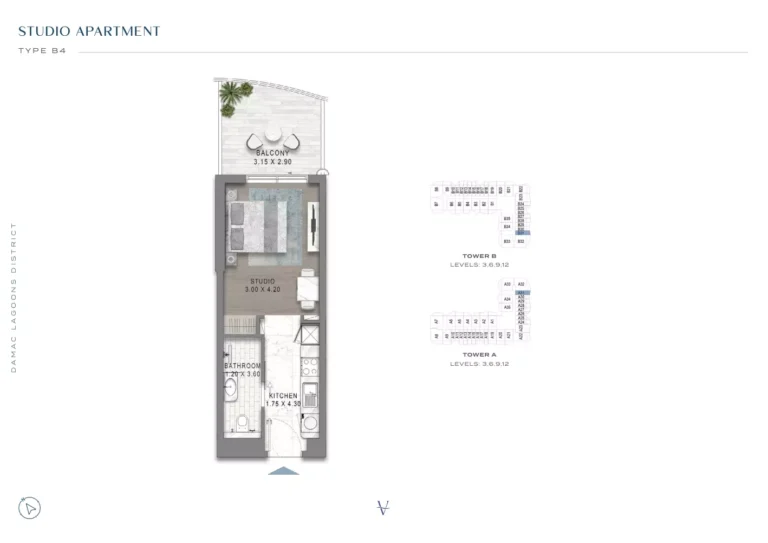 Valencia at Damac Lagoons floor plan Студия