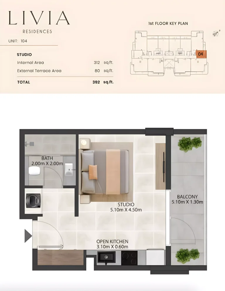 Livia Residence floor plan Studio · 392 sqft