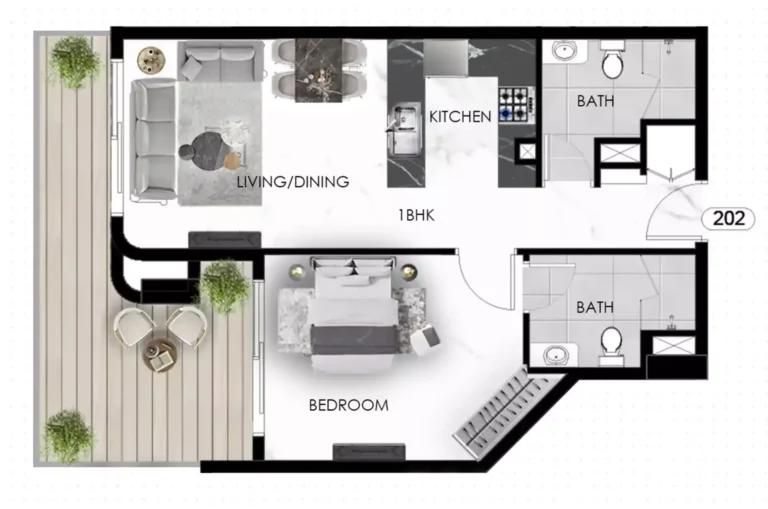 The Eighty Three floor plan 1-спальн. · 773 sqft