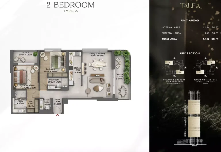 Talea by Beyond floor plan 2 BR · 1422 sqft