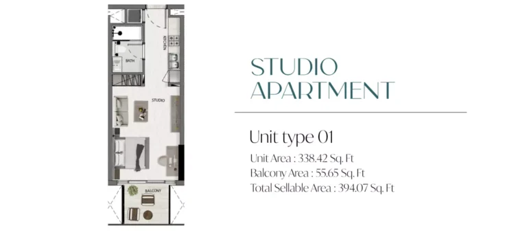 Avana Residences floor plan Studio · 394 sqft