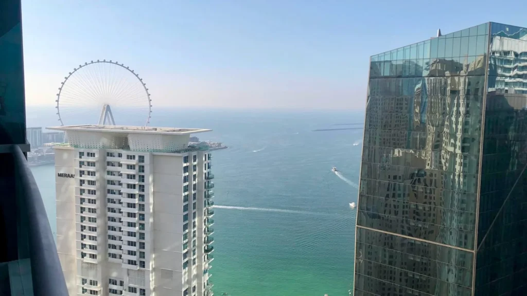 View from Al Fattan Marine Towers to Ain Dubai and the sea