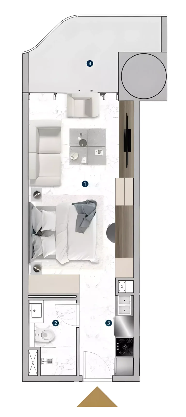 Franck Muller Yachting by London Gate floor plan Студия · 379 sqft