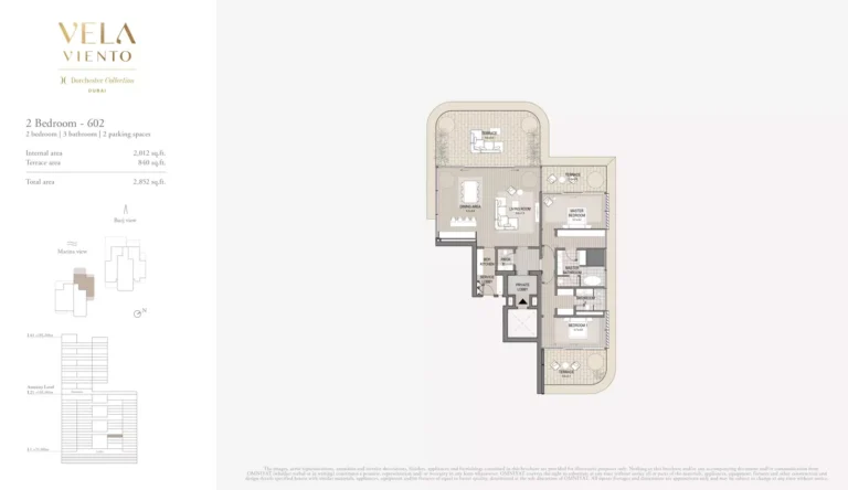 Vela Viento by Omniyat floor plan 2-спальн. · 2852 sqft