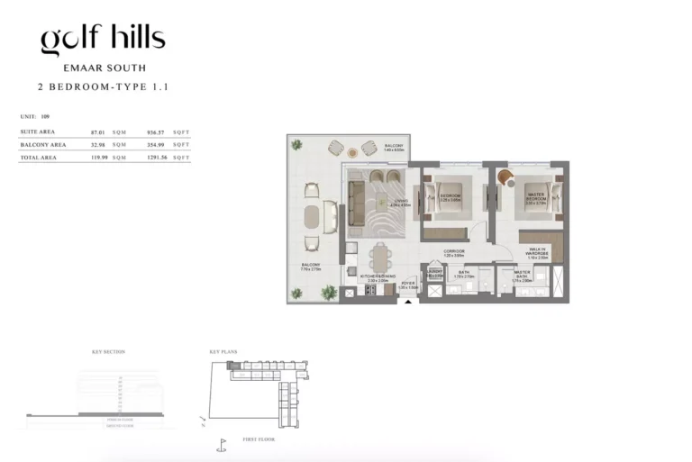 Golf Hills floor plan 2 BR · 1291 sqft
