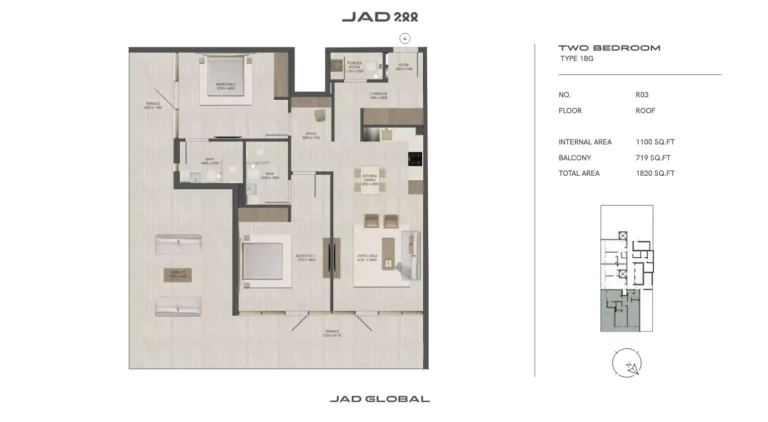JAD 288 floor plan 2 BR · 1820 sqft