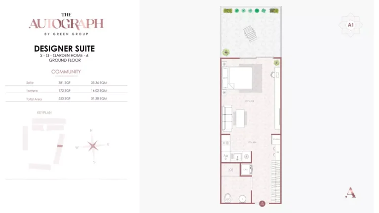 The Autograph floor plan 1-спальн. · 553 sqft