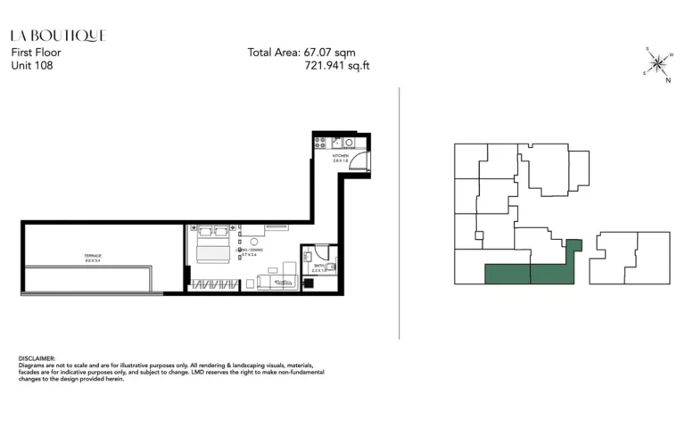 La Boutique by LMD floor plan 1-спальн. · 721 sqft