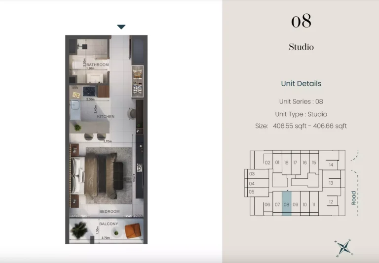 Oasis Lofts floor plan Студия · 406 sqft