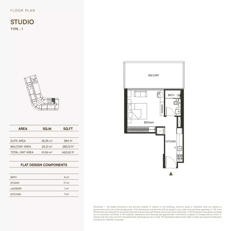 Binghatti Haven floor plan Студия · 662 sqft