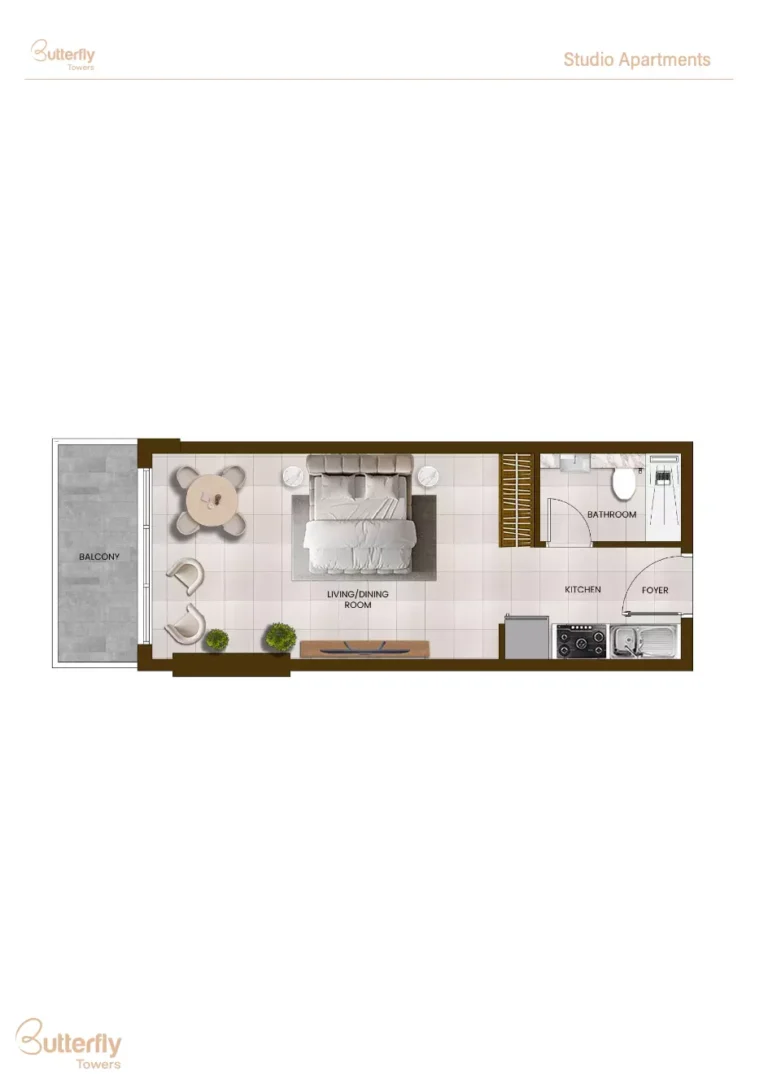 Butterfly Towers floor plan Студия · 439 sqft