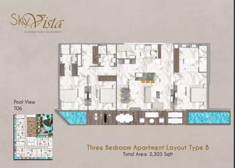 Sky Vista floor plan 3-спальн. · 2303 sqft