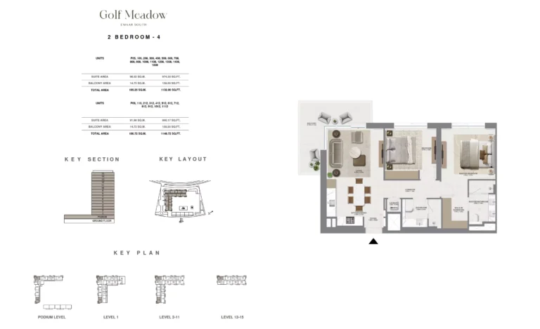 Golf Meadows floor plan 2 BR · 1148 sqft