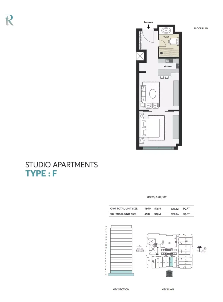 The Residences at Marina Gate floor plan Студия · 528 sqft